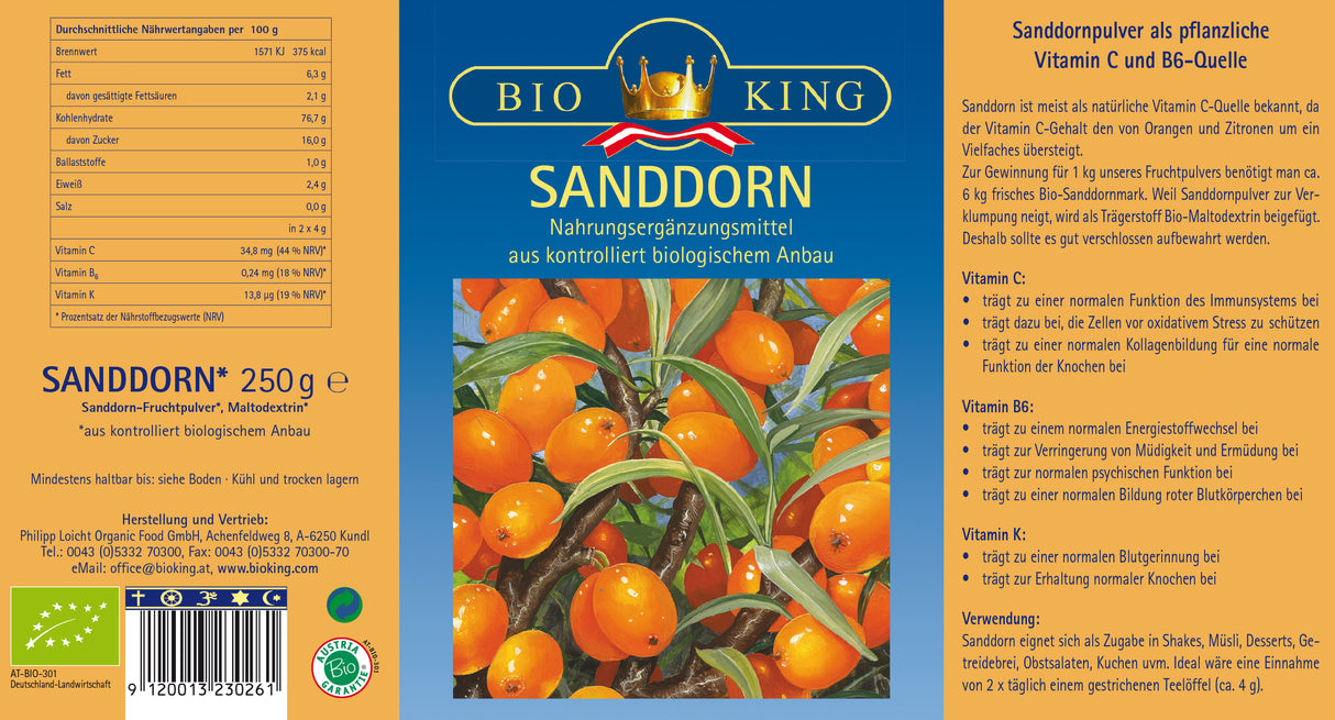 Bio Sanddorn, Fruchtpulver