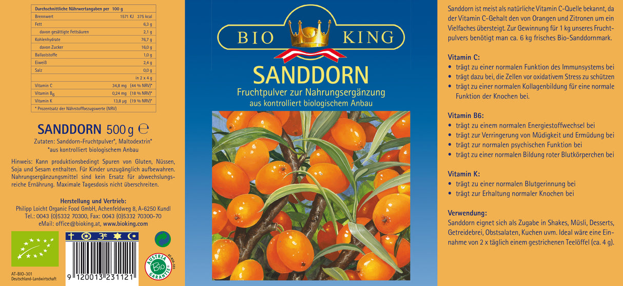 Bio Sanddorn, Fruchtpulver