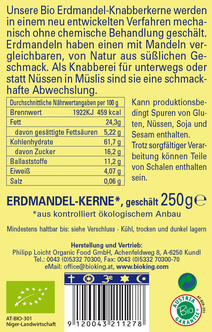 Bio Erdmandel-Knabberkerne, geschält