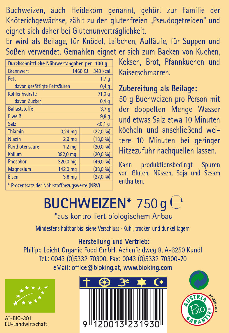 Bio Buchweizen, ganz