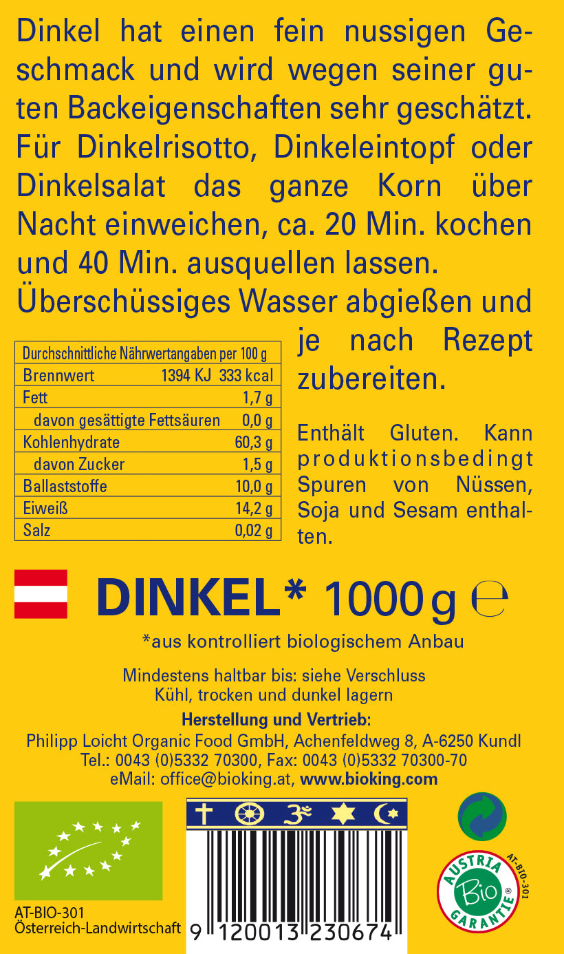 Bio Dinkel, ganz