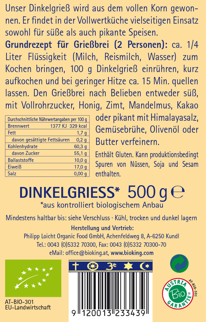 Bio Dinkelgrieß
