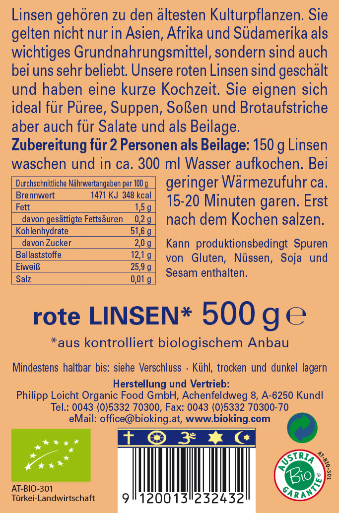 Bio Linsen, rot