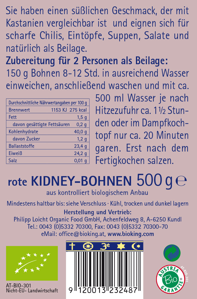 Bio Kidney-Bohnen, rot