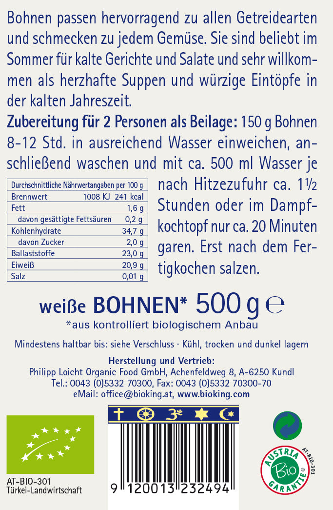 Bio Bohnen, weiß