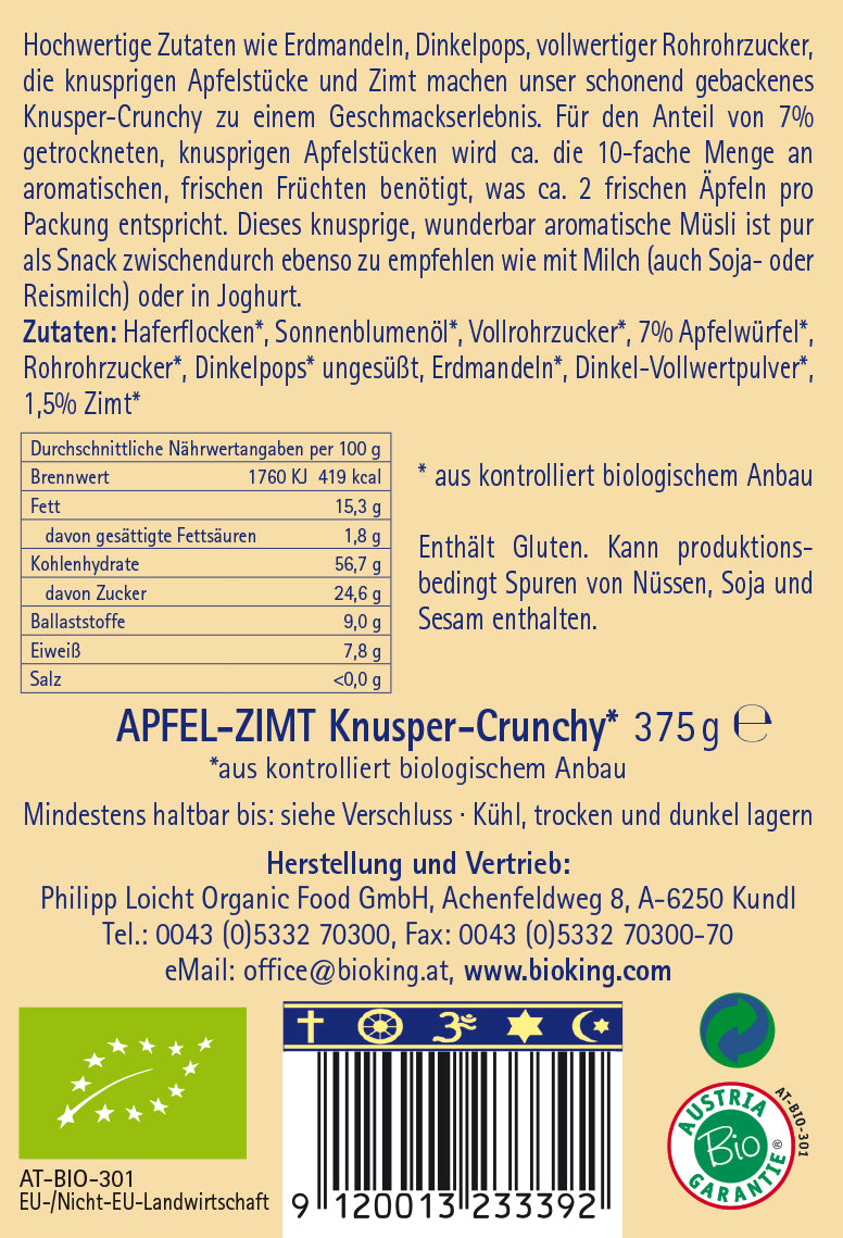 Bio Crunchy Apfel-Zimt