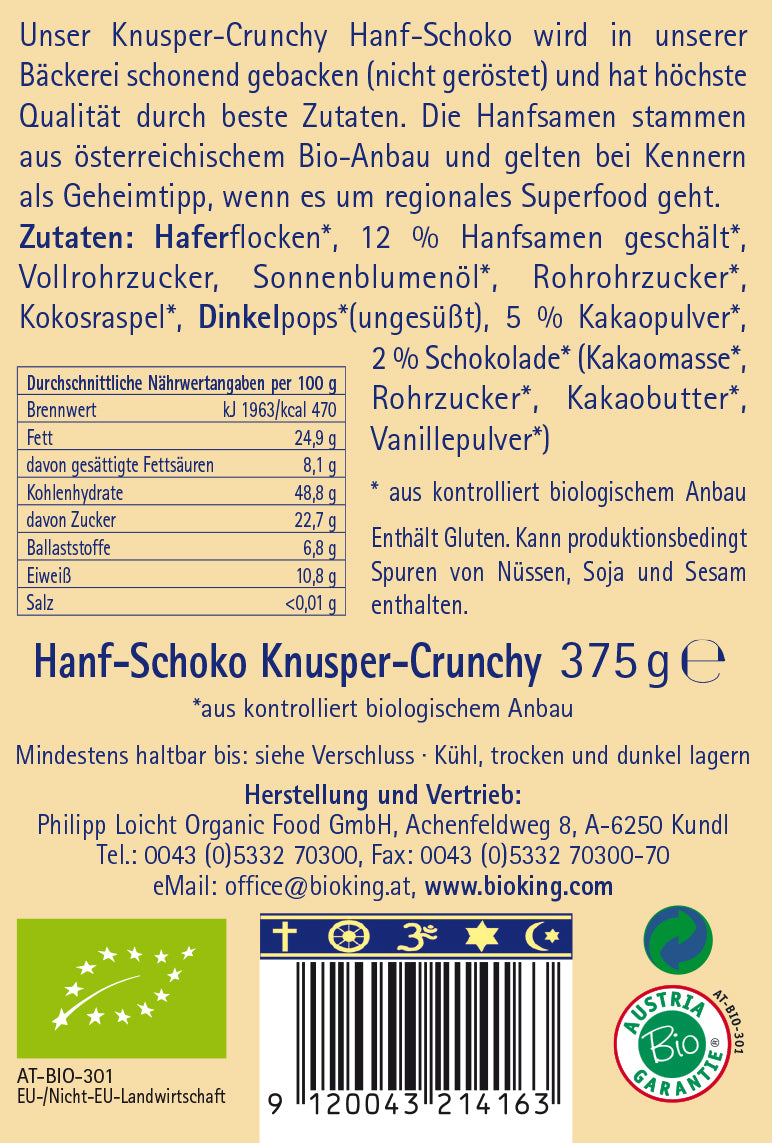 Bio Crunchy Hanf-Schoko