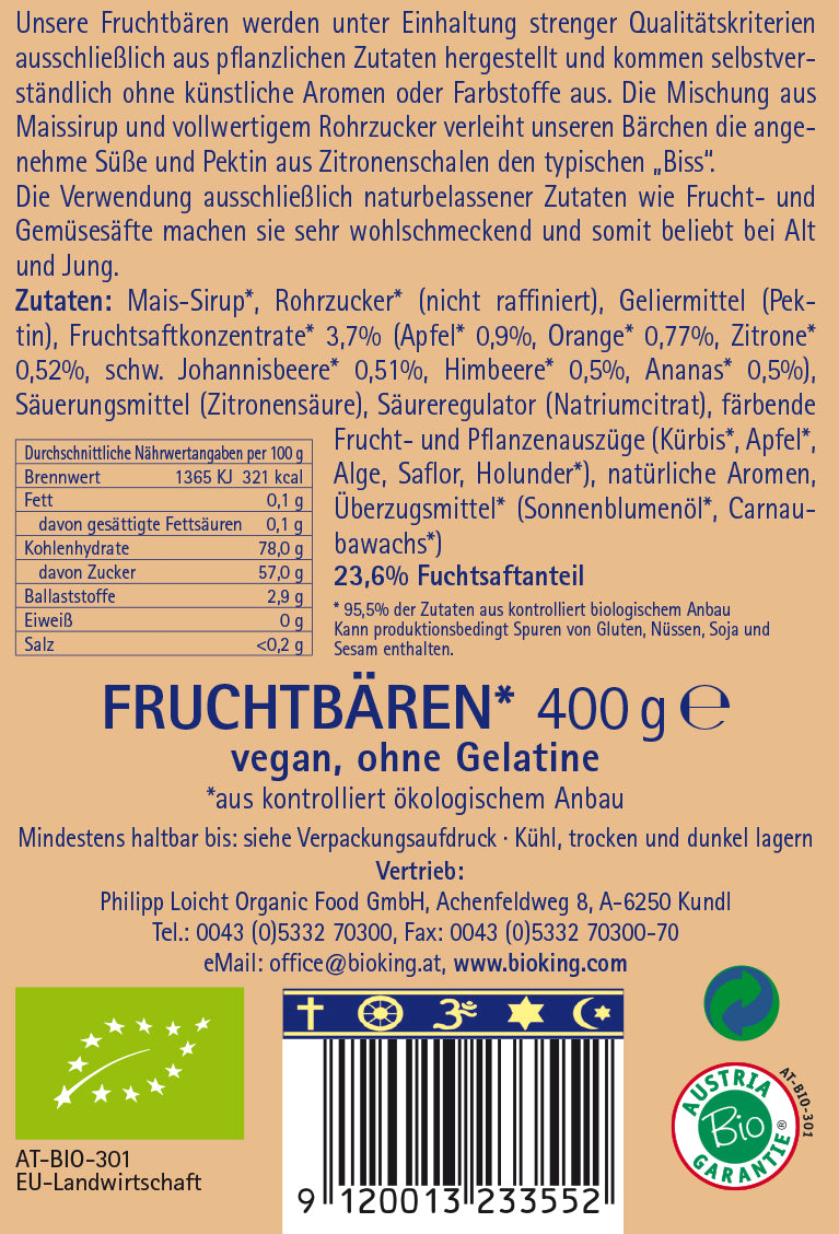 Bio Fruchtbären mit 24% Fruchtsaftanteil