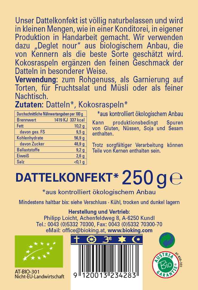 Bio Dattelkonfekt mit Kokos