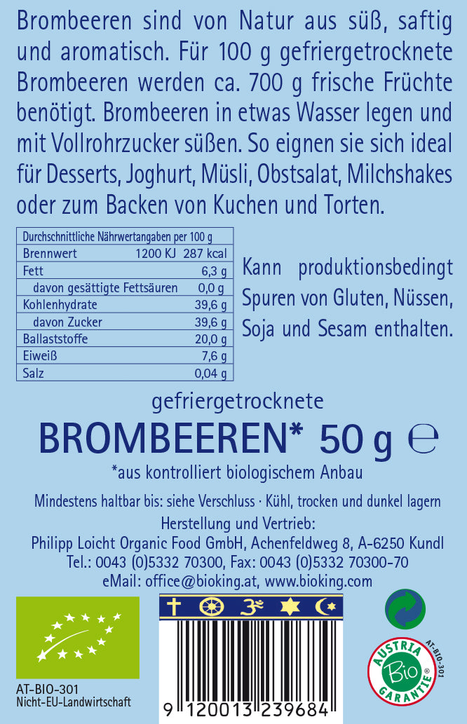 Bio Brombeeren, gefriergetrocknet