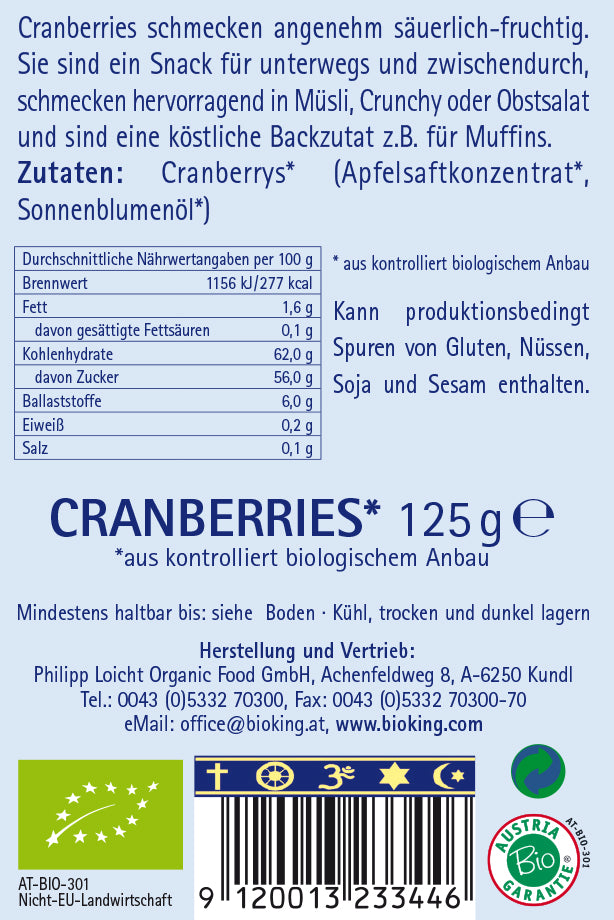 Bio Cranberries, getrocknet
