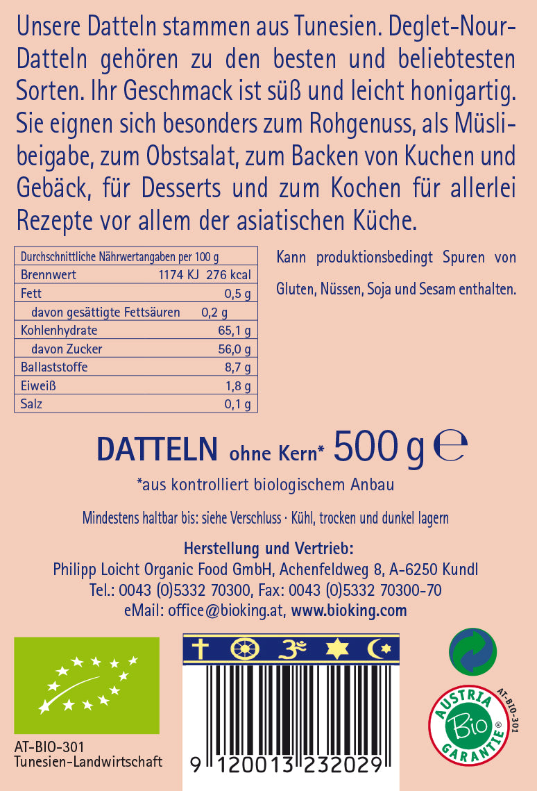 Bio Datteln ohne Kern