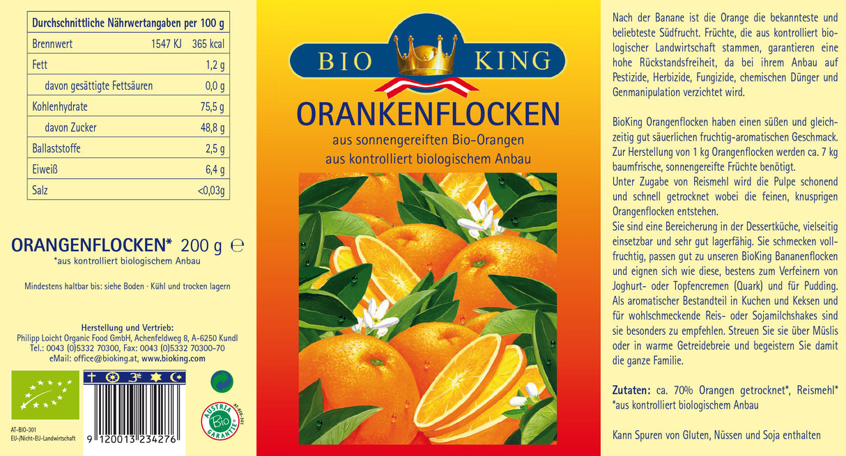 Bio Orangenflocken, getrocknet