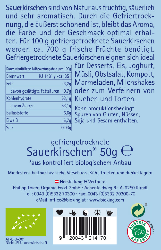 Bio Sauerkirschen, gefriergetrocknet