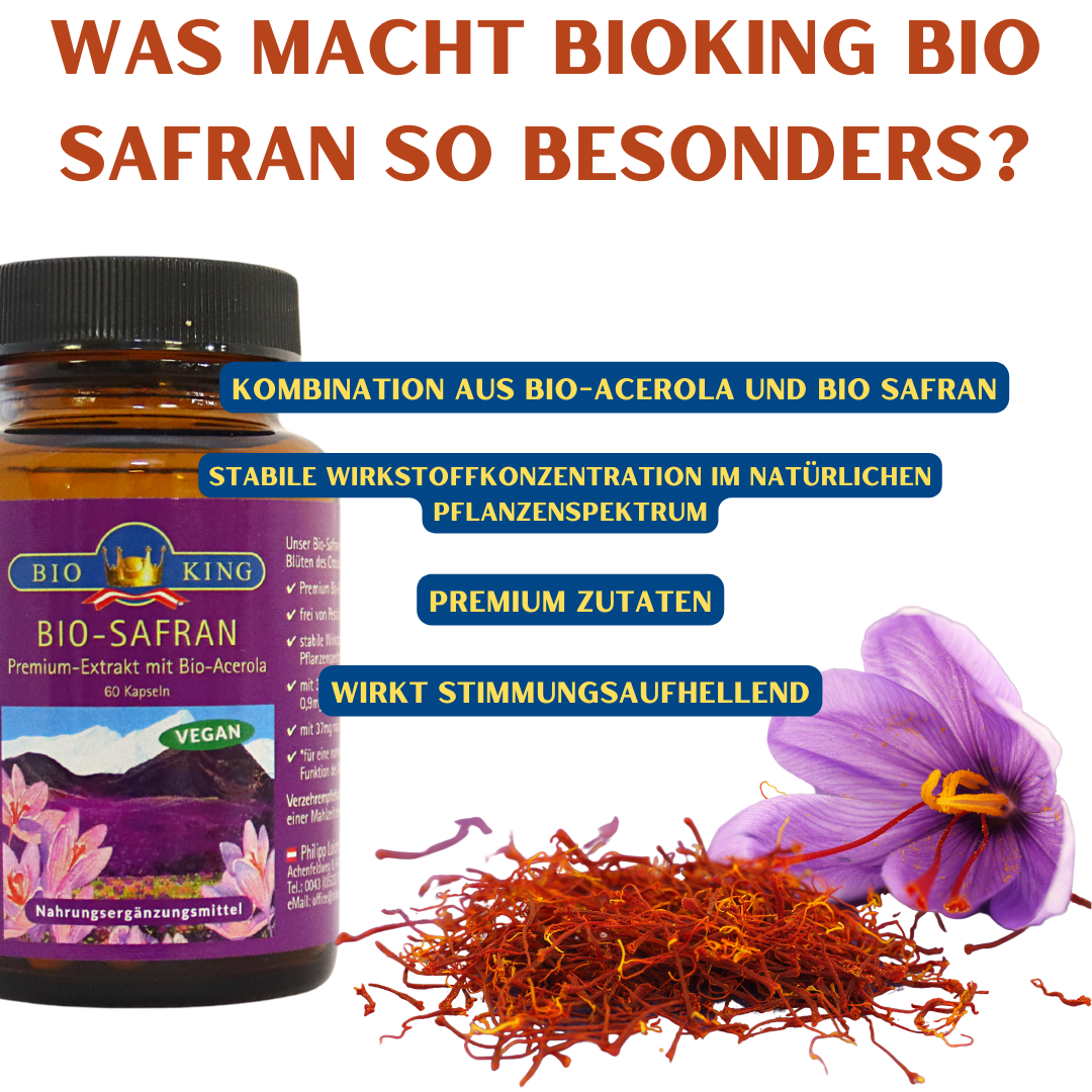 Bio Safran, Premium-Extrakt mit Bio-Acerola in 60 Kapseln