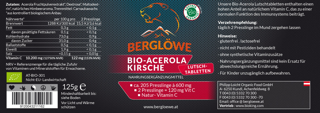 Bio Acerola, Presslinge