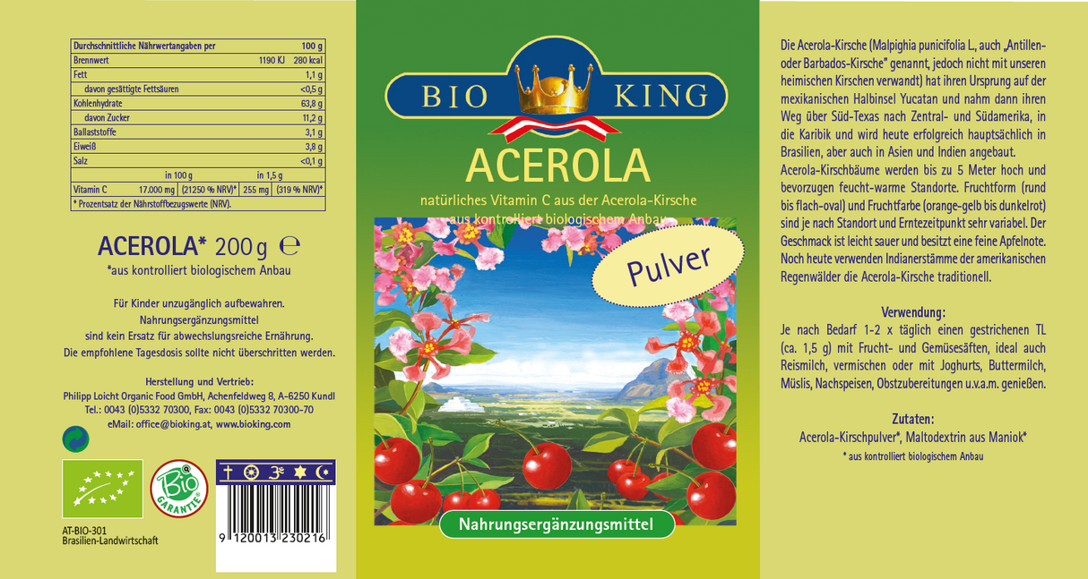 Bio Acerola, Fruchtpulver