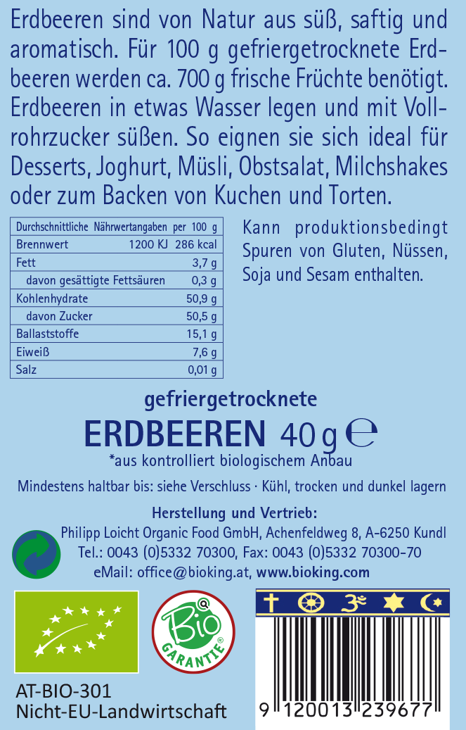 Bio Erdbeeren, gefriergetrocknet