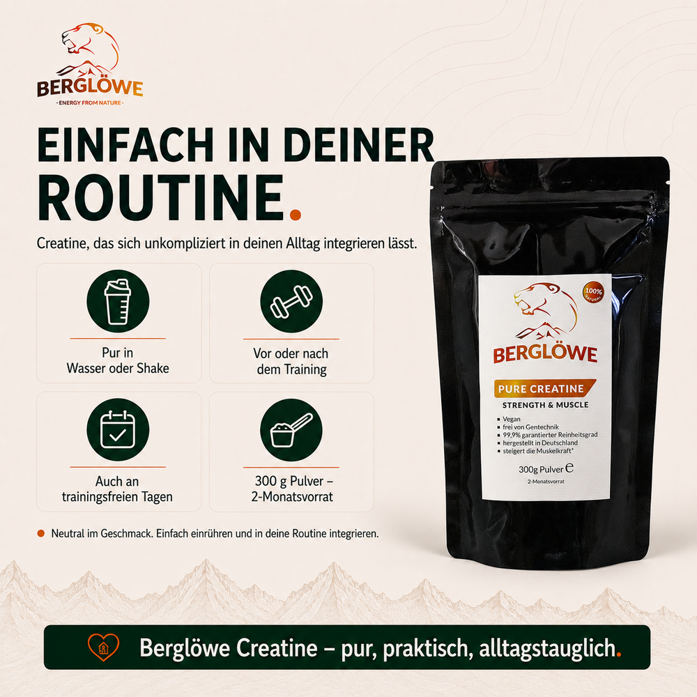 Pure Creatine von Berglöwe, Pulver zur Nahrungsergänzung