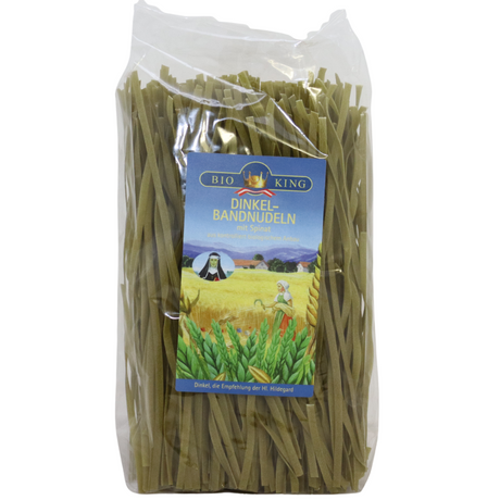 Bio Dinkel-Bandnudeln, mit Spinat