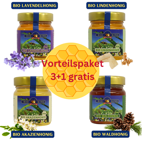 Honig-Vorteilspaket, 3 Sorten +1 Sorte gratis