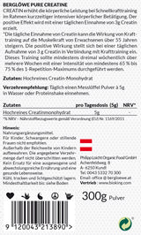 Pure Creatine von Berglöwe, Pulver zur Nahrungsergänzung