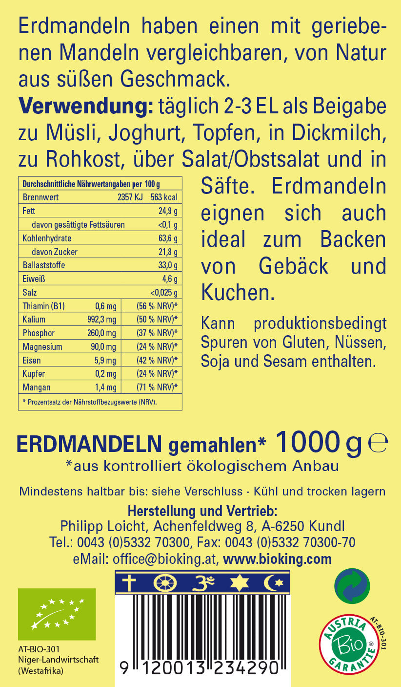 Bio Erdmandeln gemahlen/gerieben
