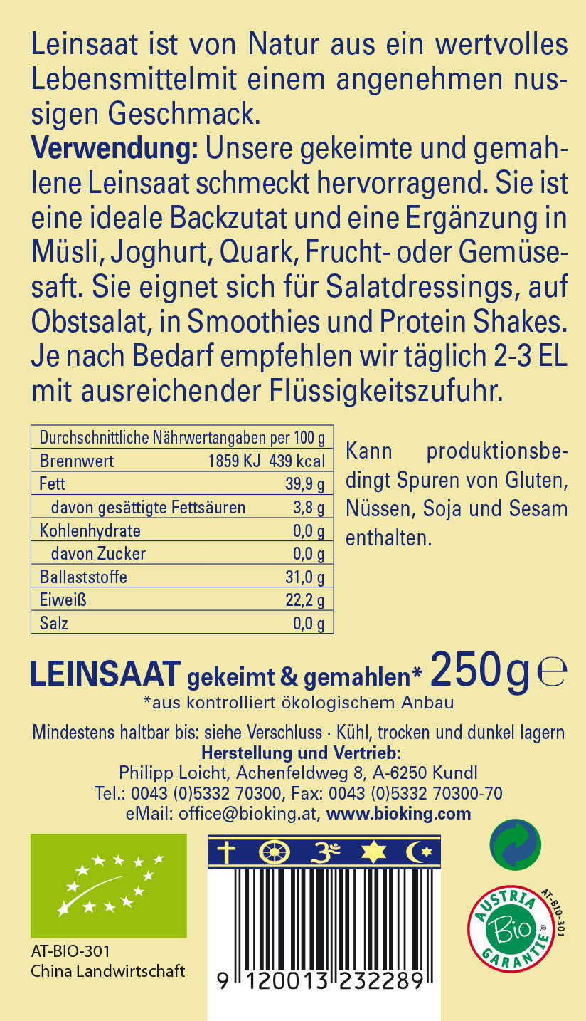 Bio Leinsaat gekeimt & gemahlen