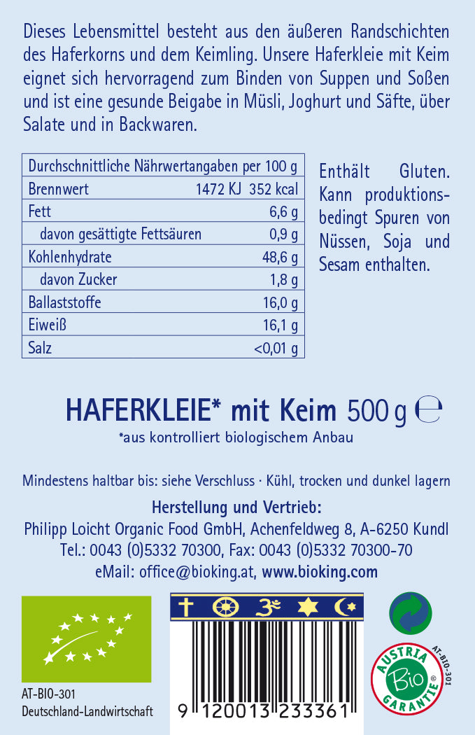Bio Haferkleie mit Keim