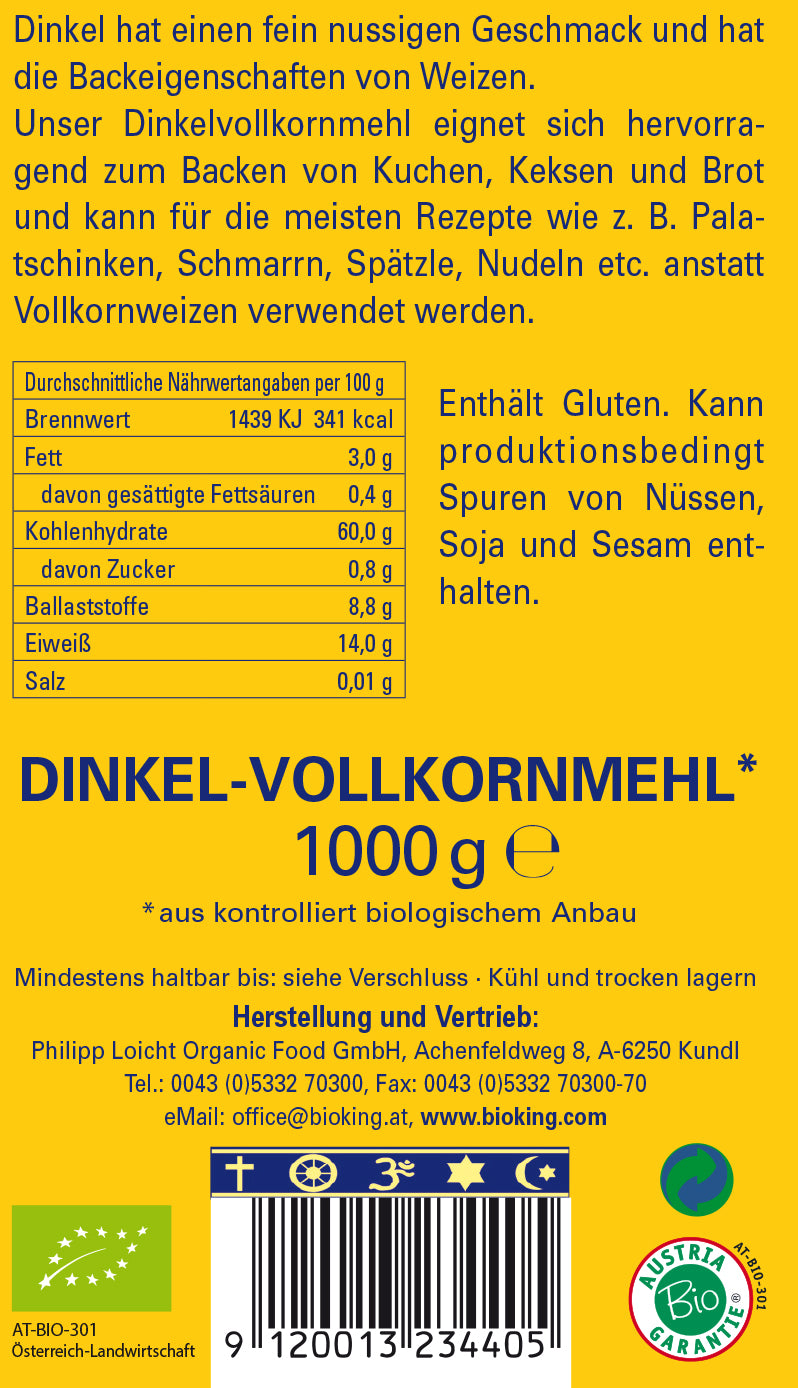 Bio Dinkel- Vollkornmehl