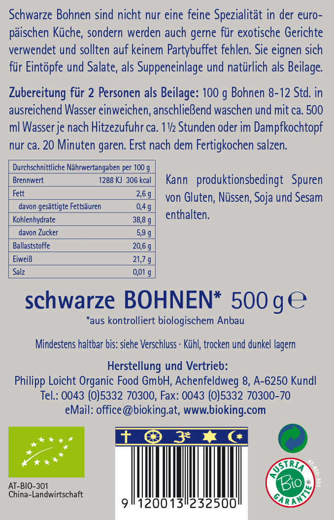 Bio Bohnen, schwarz