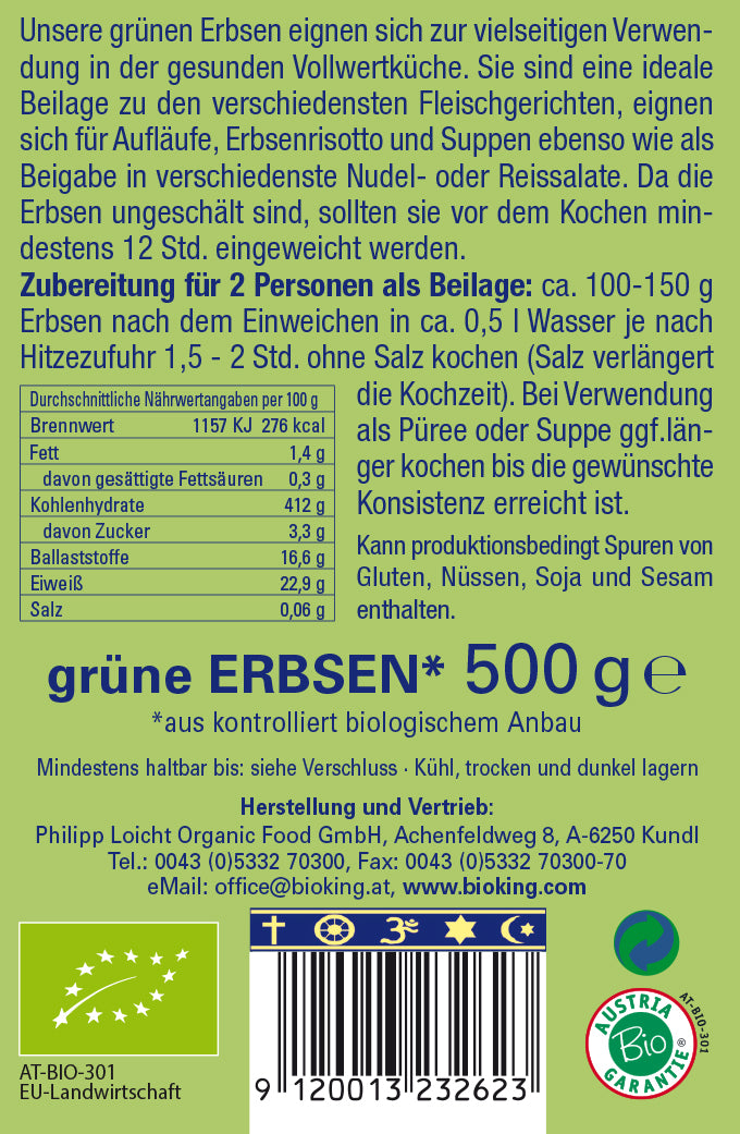 Bio Erbsen, ungeschält