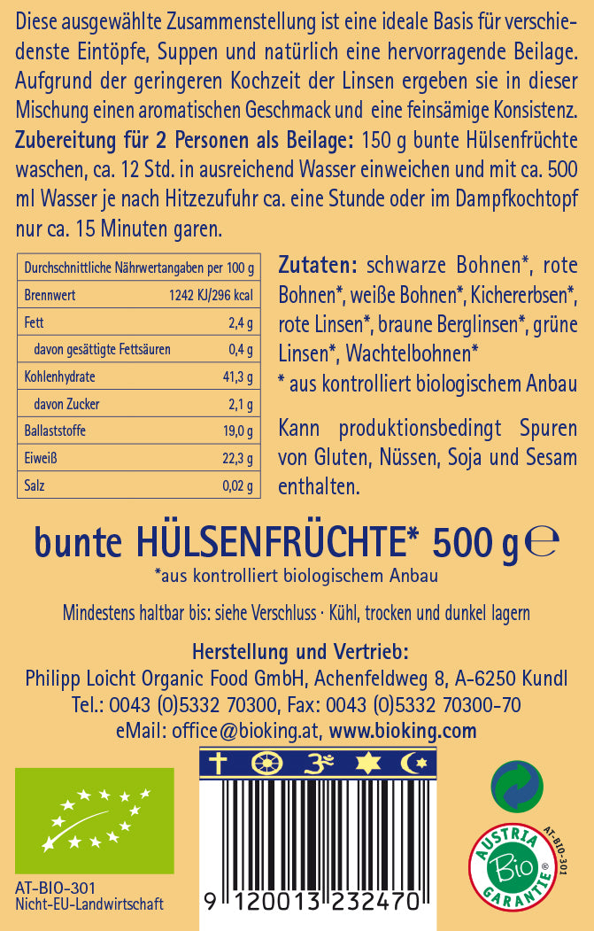 Bio Hülsenfrüchte, bunt
