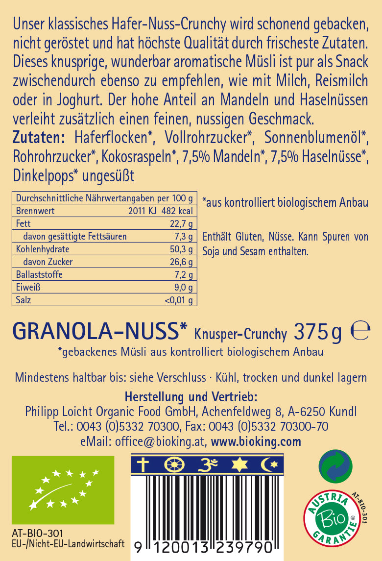 Bio Crunchy Granola- Nuss