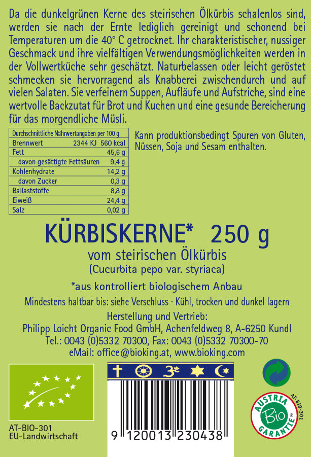 Bio Kürbiskerne vom Steirischen Ölkürbis
