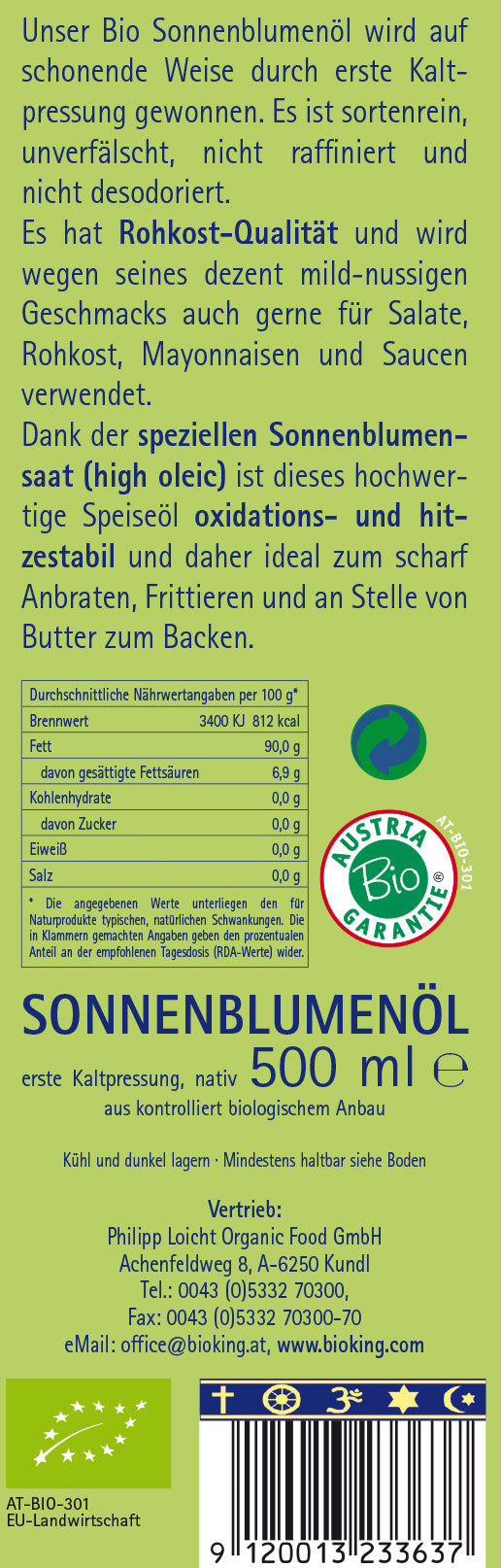 Bio Sonnenblumenöl