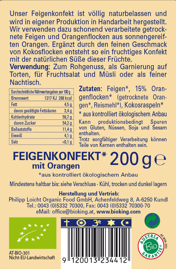 Bio Feigenkonfekt mit Orangenflocken