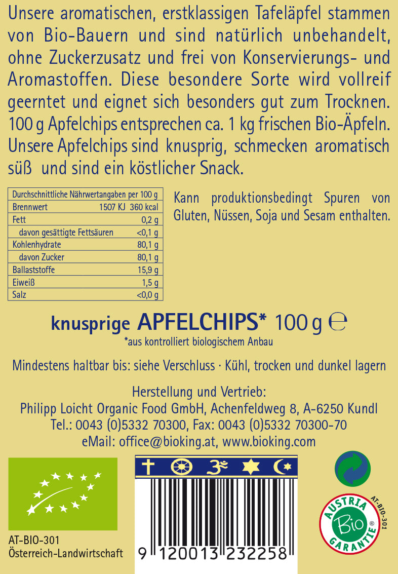 Bio Apfelchips, getrocknet