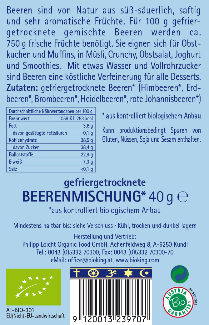 Bio Beerenmischung, gefriergetrocknet