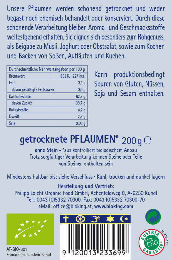 Bio Pflaumen, getrocknet