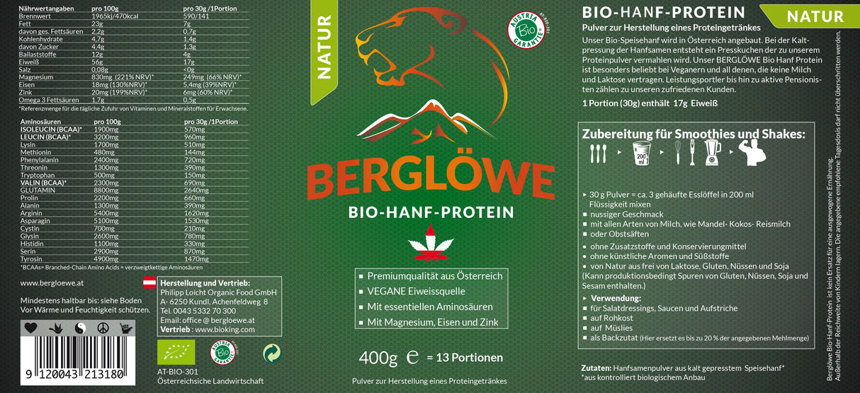 Bio Hanfprotein, natur