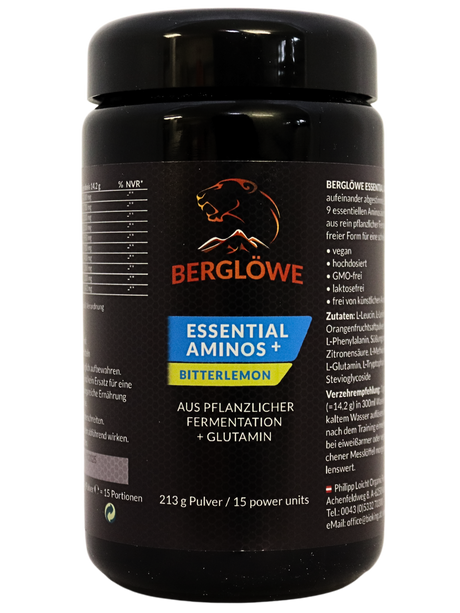 Berglöwe 225g Essential Aminos + Glutamin, mit Bitterlemon Geschmack